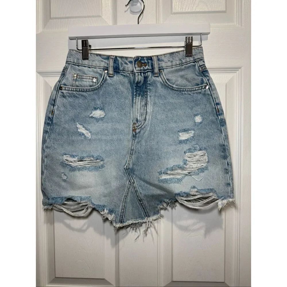 Pilcro distressed denim skirt 2